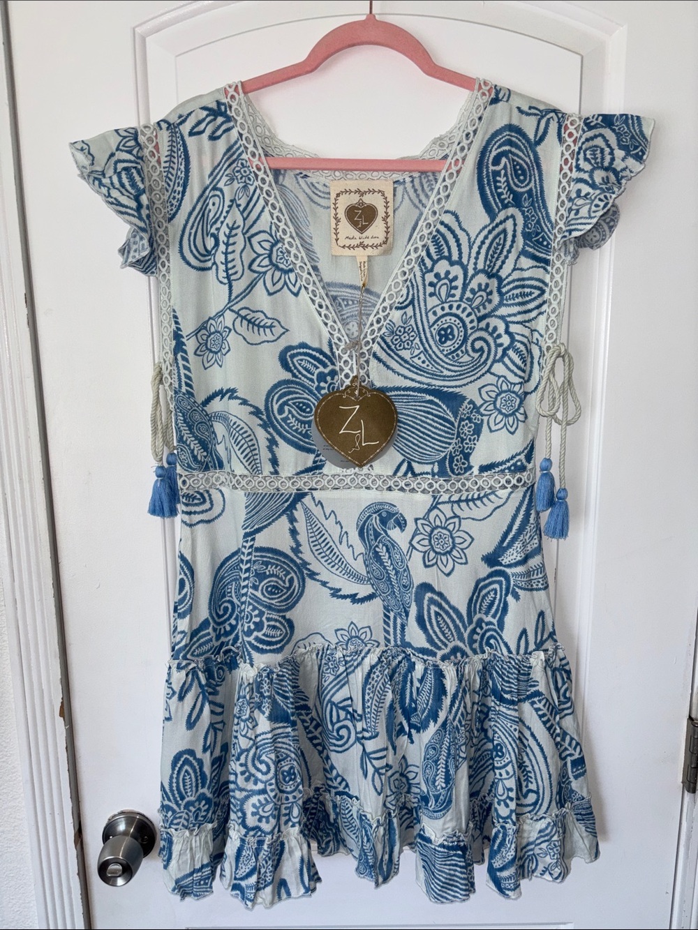 Z&L nwt floral tiered dress L boho lace box A